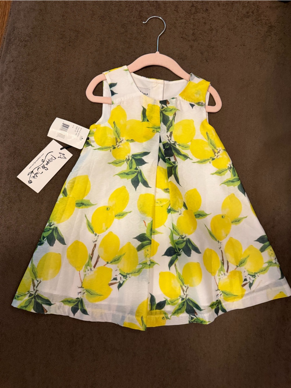 Pippa & Julie White Dress with Yellow Lemon Print